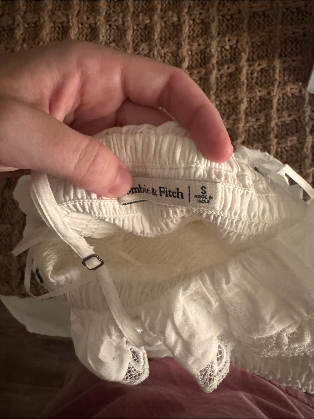 Abercrombie & Fitch Cream Lace-Trim Cami with Adjustable Straps